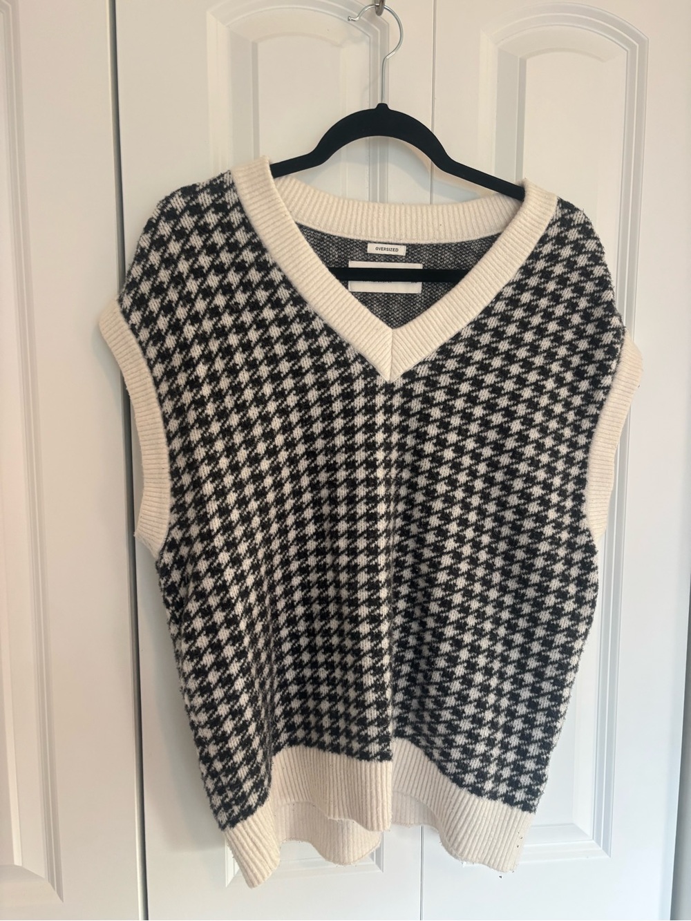 Abercrombie A&F Houndstooth Oversized Sweater Vest S Preppy Academia